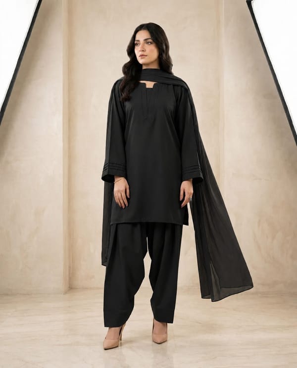 3 piece- Arabic Lawn Black