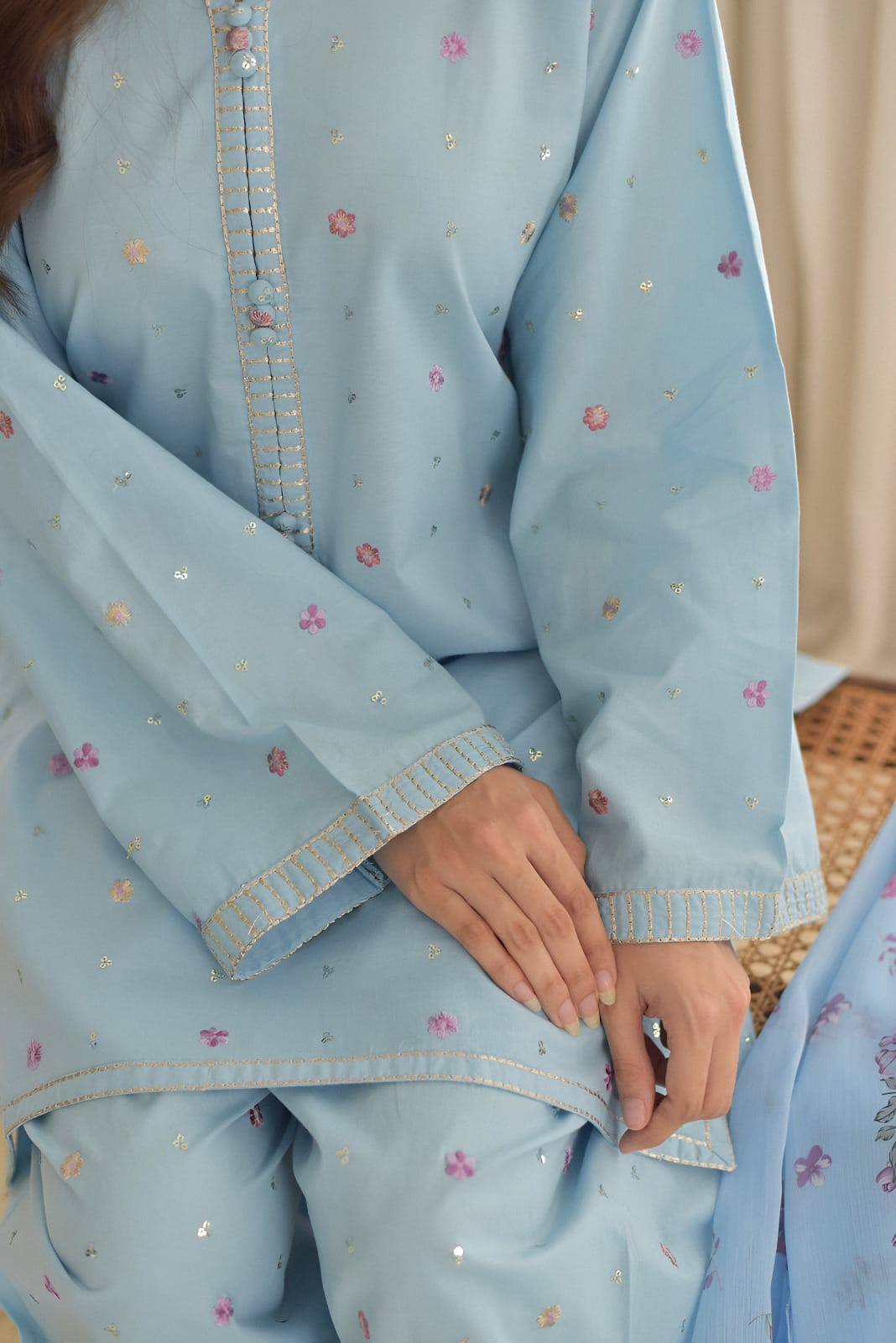 Fabric Soft cotton Embroidered 3 Piece