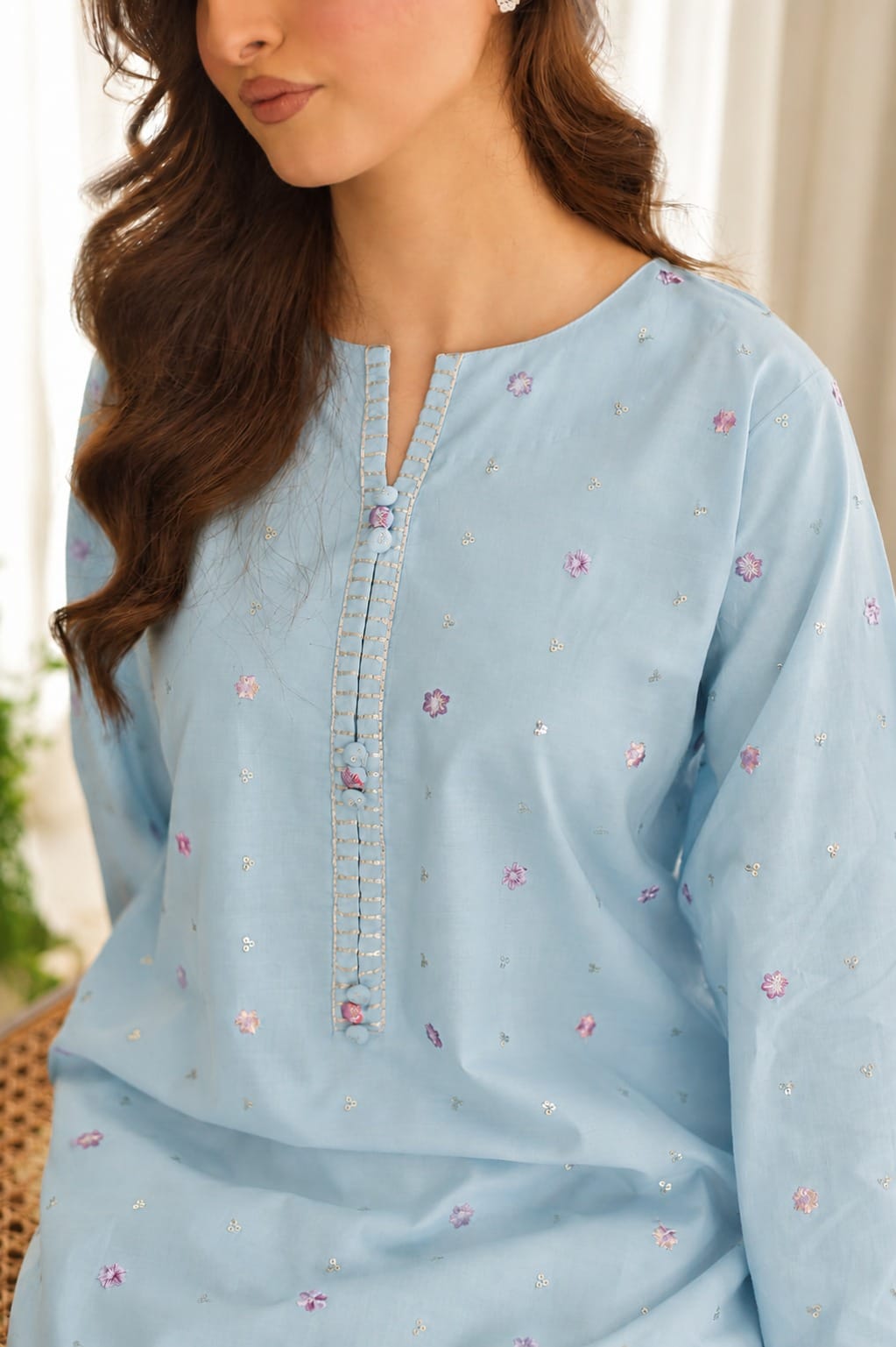 Fabric Soft cotton Embroidered 3 Piece